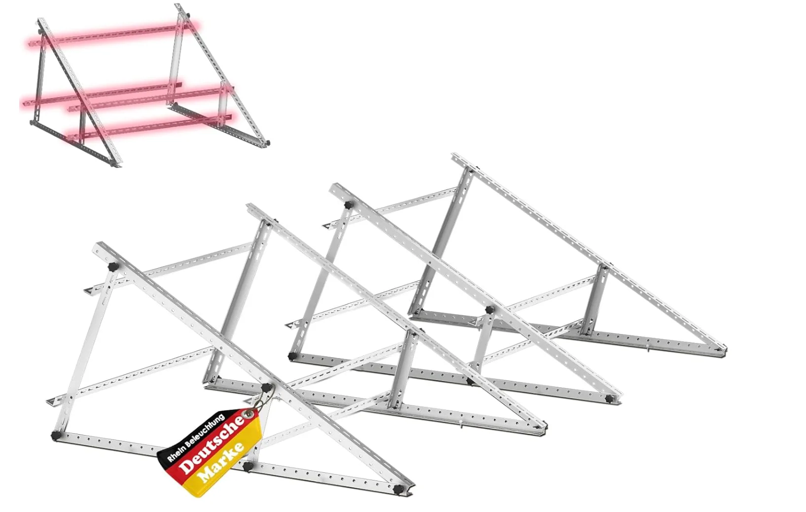 Balkonkraftwerk-Halterung Rhein Beleuchtung Balkonkraftwerk Halterung 2 Set, 117 cm – 0% MwSt. – verstellbarer Winkel 0° bis 90° für Flachdach und Wand