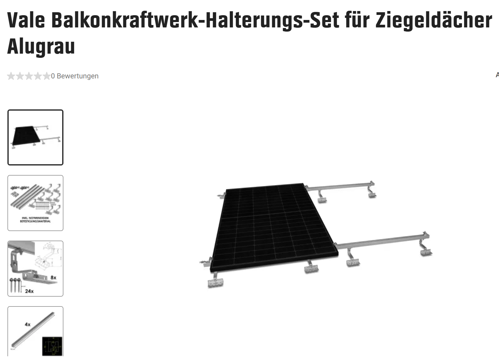 Balkonkraftwerk-Halterung Vale Balkonkraftwerk-Halterungs-Set für Ziegeldächer (Alugrau) – Komplettes Halterungs-Set für Ziegeldächer inkl. Befestigungsmaterial